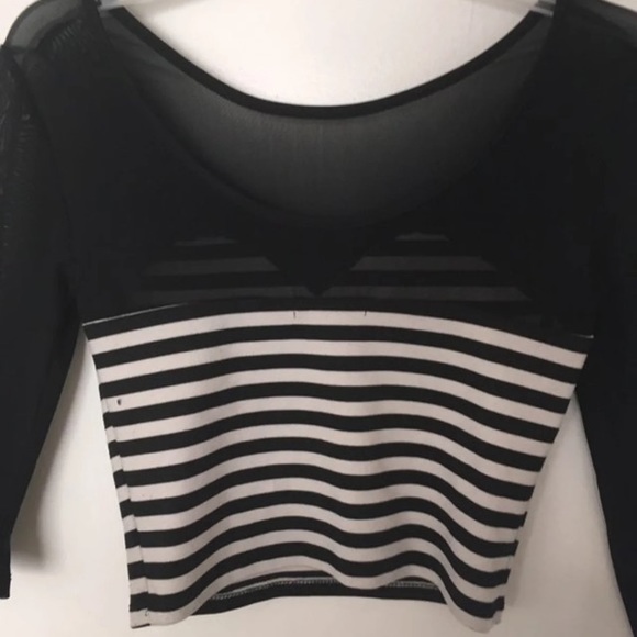 Mesh Striped Crop Top - Picture 2 of 3